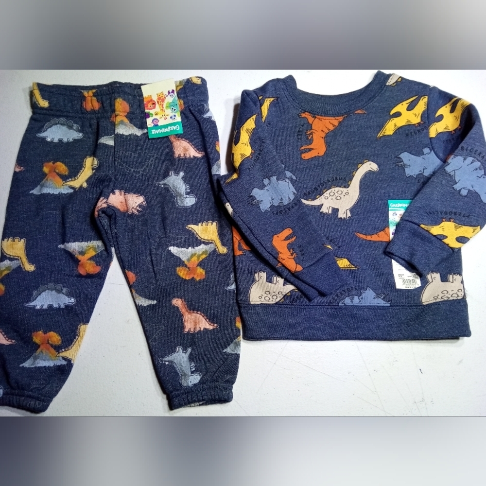 NWT 12M Garanimals Sweatshirt Pants 2 Set Bundle Kids Dinosaur Schein NASA